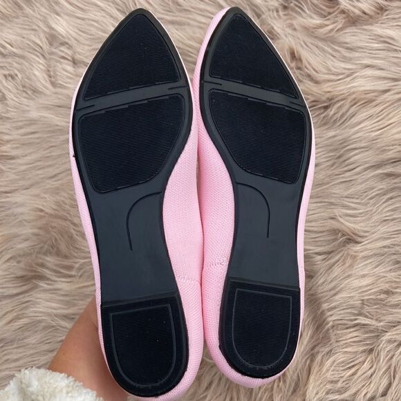 Briefola Women’s Light Pink Textured Knot Pointed Toe Slip On Flats - Picture 5 of 10